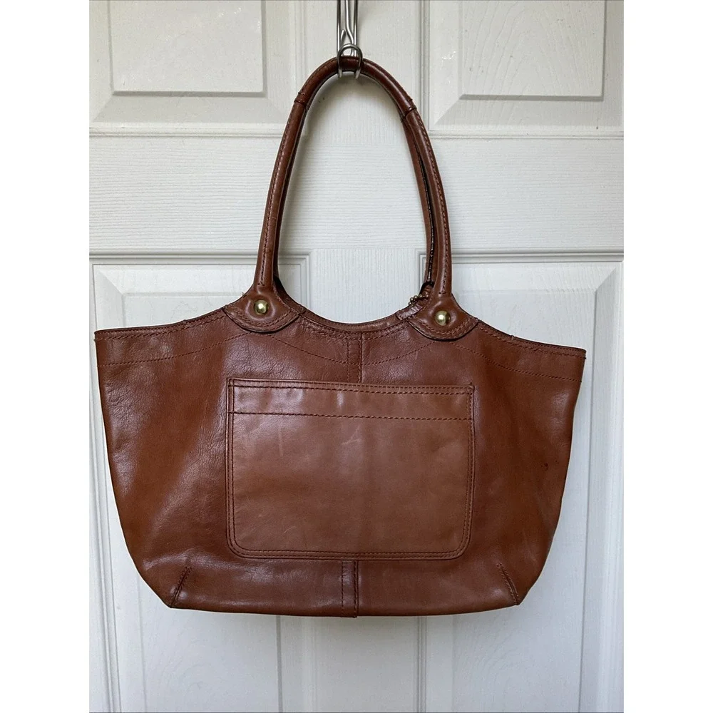 VINTAGE COACH Legacy Signature Bleecker Tote Tan Brown Leather/ Brass/Tattersall